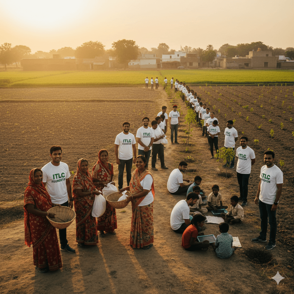 Bags of ration ready for distribution.